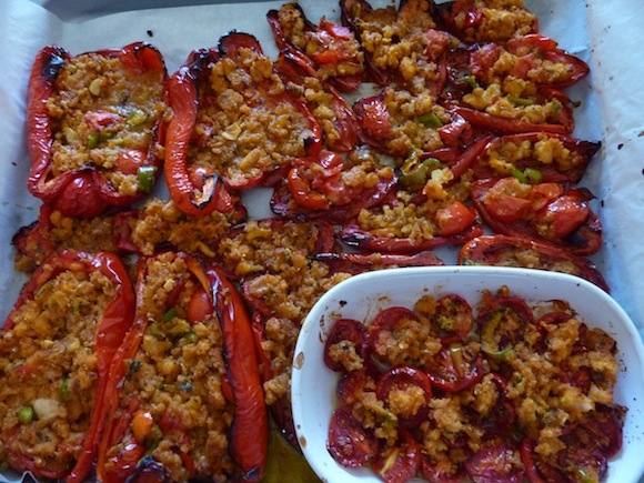roasted bell peppers and tomatoes