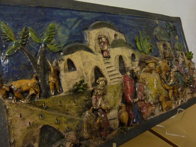enameled ceramic nativity scene